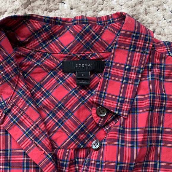 JCrew red tartan popover shirt - Picture 4 of 5